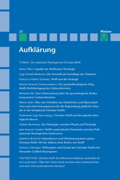 Aufklärung, Band 23: Die natürliche Theologie bei Christian Wolff