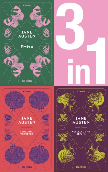 Jane Austen: Drei Romane in einem E-Book (3-in-1-Bundle). Emma, Stolz und Vorurteil, Verstand und Ge