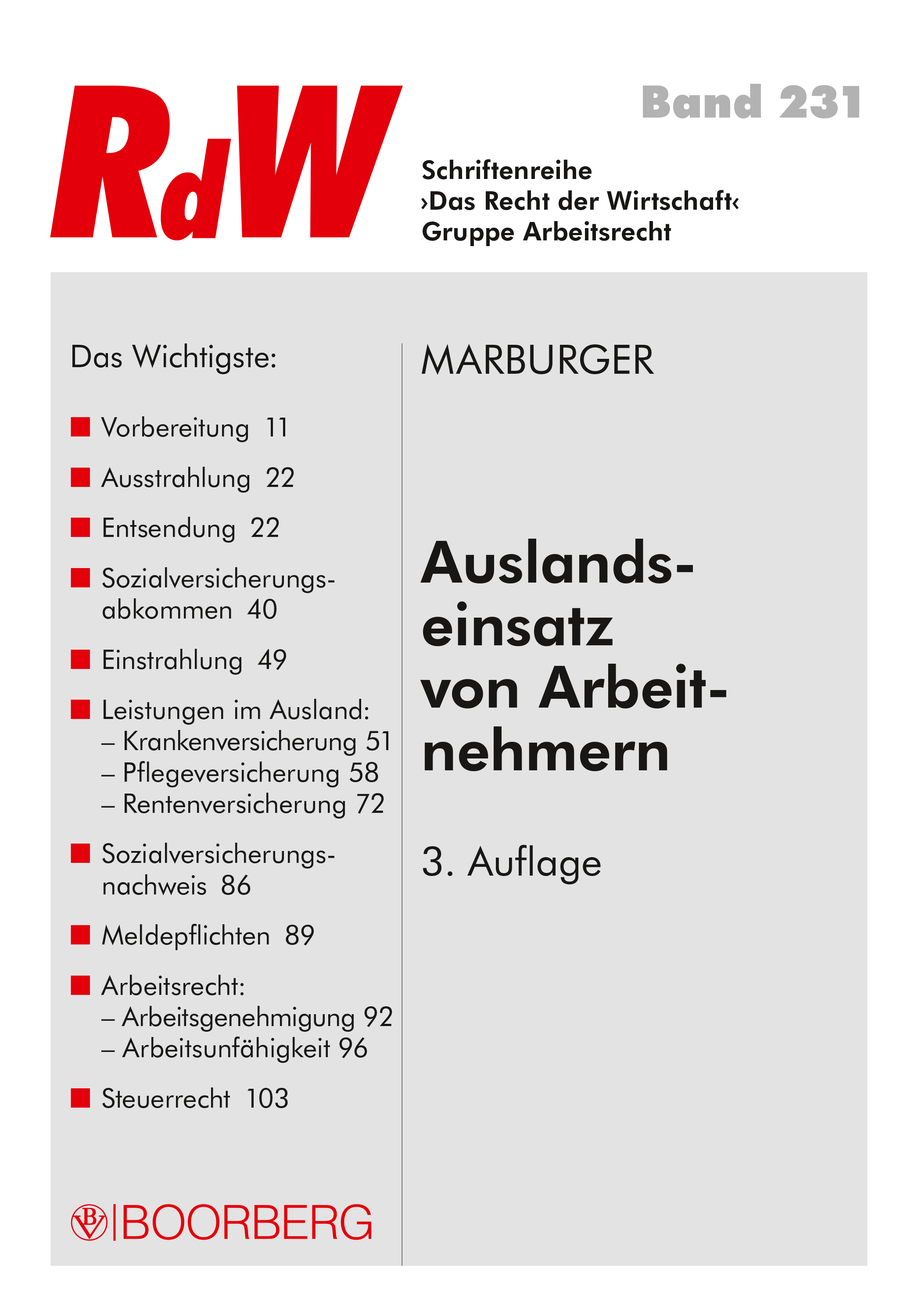 Auslandseinsatz Von Arbeitnehmern (, - Richard Boorberg Verlag)