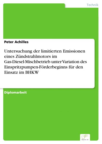 Untersuchung der limitierten Emissionen eines Zündstrahlmotors im Gas-Diesel-Mischbetrieb unter Vari